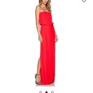 L’Agence Red Maxi Tie Dress